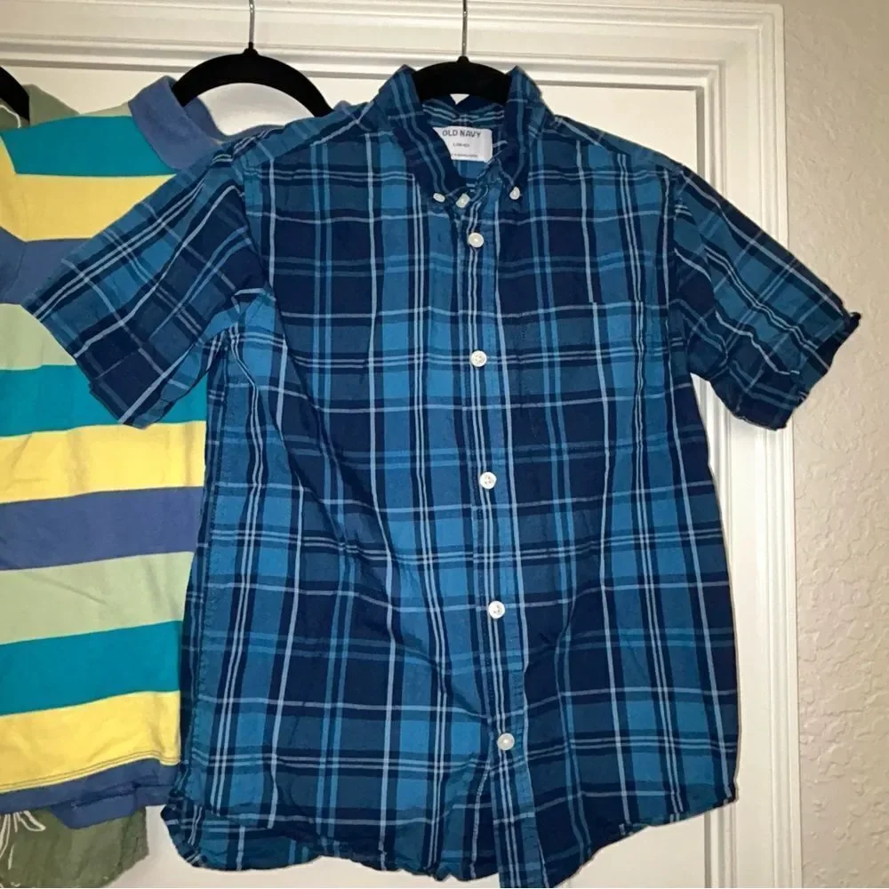 Old Navy Boys’ Plaid Stripe Floral Print Polo Button Down Shirt Lot of 4